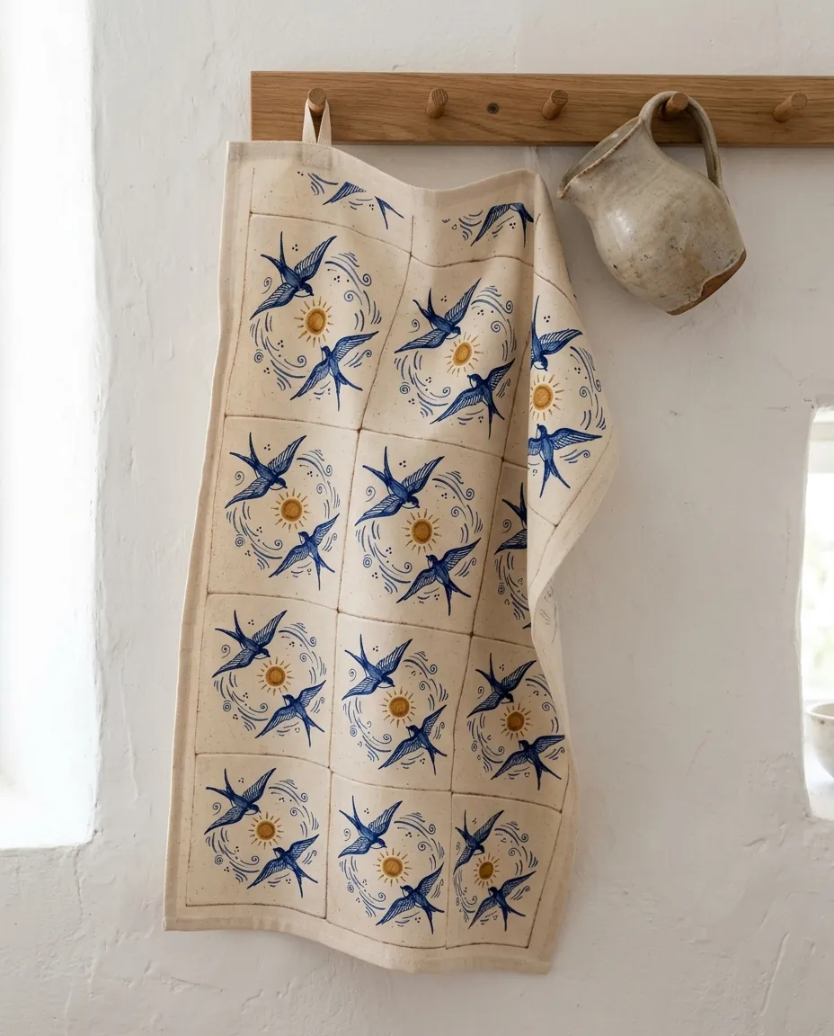 Andorinha Tea Towel — in use